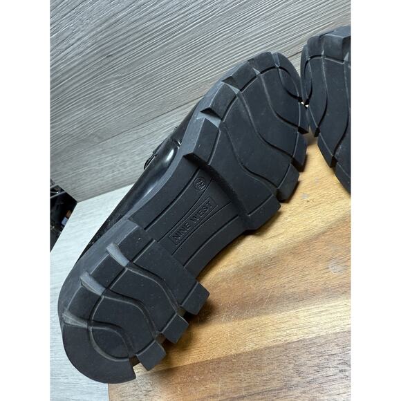 NEW Nine West Black Patent Loafers Size 7M Chunky Lug Dark Academia Work office - Picture 7 of 9